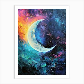 Crescent In Space, Oil Art Print