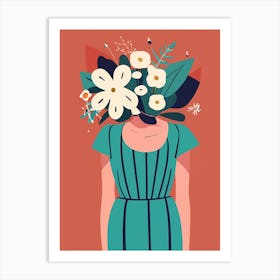 Illustration Of A Woman With Flowers On Her Head Art Print