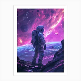 Astronaut Space Wallpaper Art Print