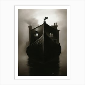 Dark Fantasy Boat In The Fog 1 Art Print