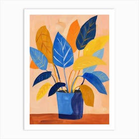 Blue And Orange Leaves 1 Art Print