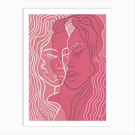 Simplicity Pink Lines Woman Abstract 2 Art Print