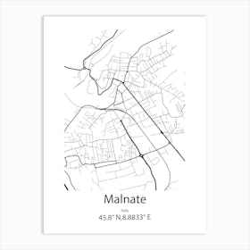 Malnate,Italy Minimalist Map Art Print