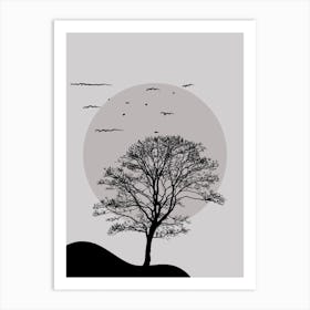 Silhouette Of A Tree Art Print