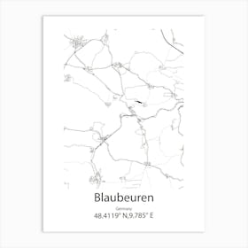 Blaubeuren,Germany Minimalist Map Art Print