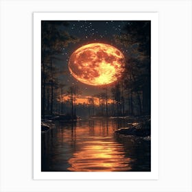 Full Moon In The Forest 2 Art Print