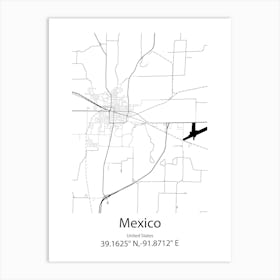 Mexico City,Mexico Minimalist Map Art Print