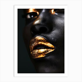 Black Woman With Gold Lips 1 Art Print