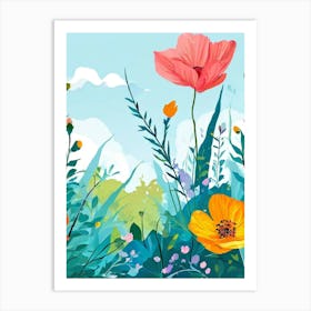 Poppies In The Meadow 3 Art Print