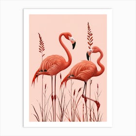 Chilean Flamingo Ginger Plants Minimalist Illustration 3 Art Print