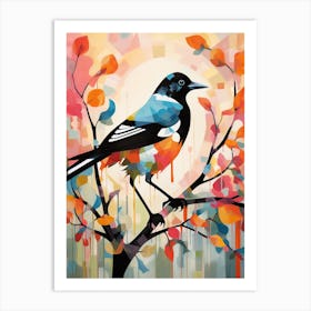 Bird Painting Collage Magpie 5 Art Print