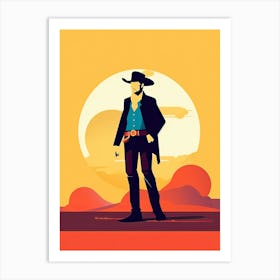 Cowboy In The Desert Art Print