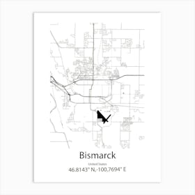 Bismarck,United States Minimalist Map 1 Art Print