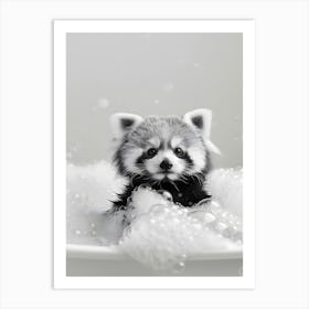 Red Panda In The Bath Art Print