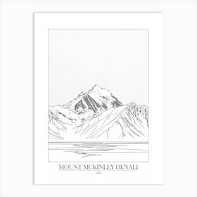 Mount Mckinley Denali Usa Line Drawing 5 Poster Art Print