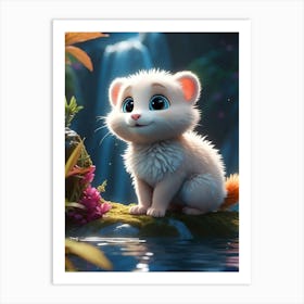 Cute White Cat Art Print