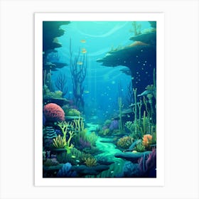 Underwater Landscape Pixel Art 4 Art Print