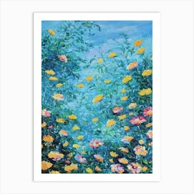 Marigold Floral Print Bright Painting Flower Art Print
