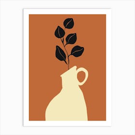 Vase With Leaves 1 Art Print