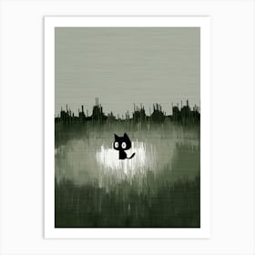 Black Cat In The Grass Art Print