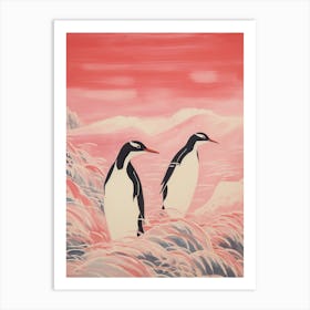 Vintage Japanese Inspired Bird Print Penguin 4 Art Print