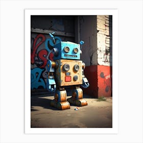 Robot In The Street 1 Art Print