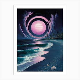 Purple Moon Canvas Print Art Print