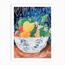 Bowl Of Citrus Fruit On Matisse Art Print