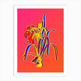 Neon Sprekelia Botanical in Hot Pink and Electric Blue n.0205 Art Print