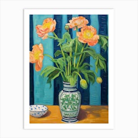 Flowers In A Vase Still Life Painting Peony 1 Art Print