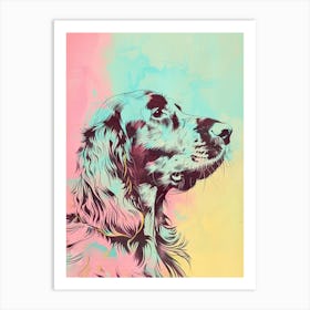  English Setter Dog Pastel Line Watercolour Illustration  1 Art Print