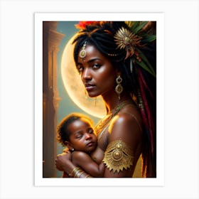 Caribbean Goddess Mother and Child Art Print