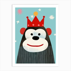Little Gorilla 4 Wearing A Crown Art Print