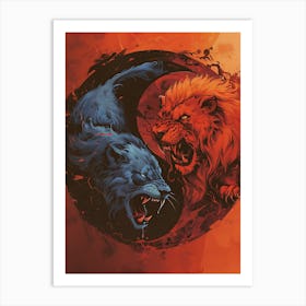 Badass Lion And Wolf 3 Art Print