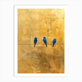 Blue Birds On A Wire 5 Art Print