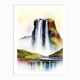 Seljalandsfoss, Iceland Water Colour  Art Print