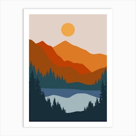 Sunset Mountain Landscape Art Print