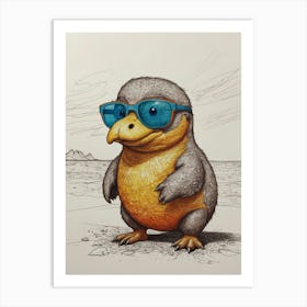 Penguin With Sunglasses Art Print