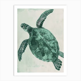 Turquoise Watercolour Inspired Sea Turtle Art Print