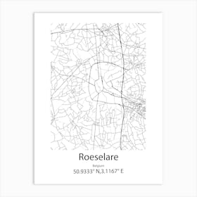 Roeselare,Belgium Minimalist Map Art Print