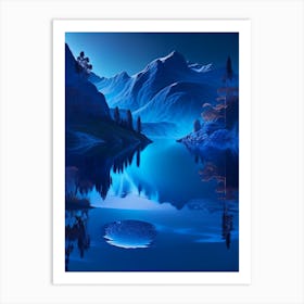 Blue Lake, Landscapes, Waterscape Holographic 3 Art Print