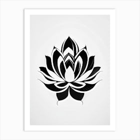 Lotus Flower, Buddhist Symbol Black And White Geometric 7 Art Print