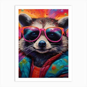  A Possum Wearing Sunglasses Vibrant Paint Splash 2 Art Print