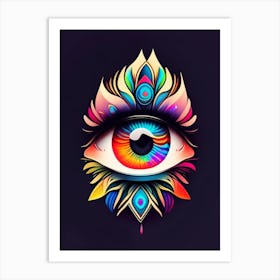 Psychedelic Eye, Symbol, Third Eye Tattoo 4 Art Print