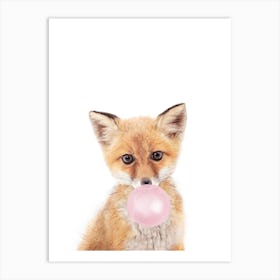 Bubble Gum Fox Art Print