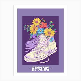 Spring Poster Retro Sneakers With Flowers 90s 6 Art Print