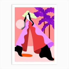 Waves, Palmtrees And Beach Volleyball Art Print