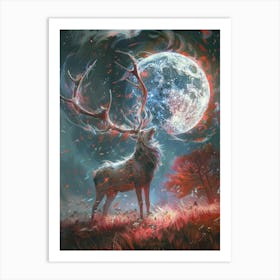 Deer In The Moonlight 8 Art Print