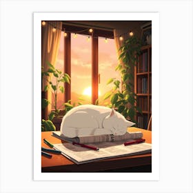 Sleepy Cat Art Print