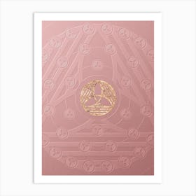 Geometric Gold Glyph on Circle Array in Pink Embossed Paper n.0045 Art Print